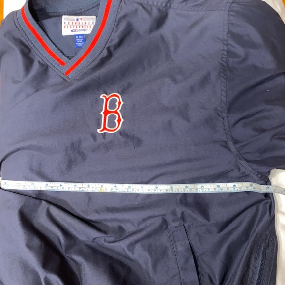 Vintage Genuine Merch Boston Red Sox Bomber Jacket Carl Banks V Neck Blue L - Picture 7 of 8